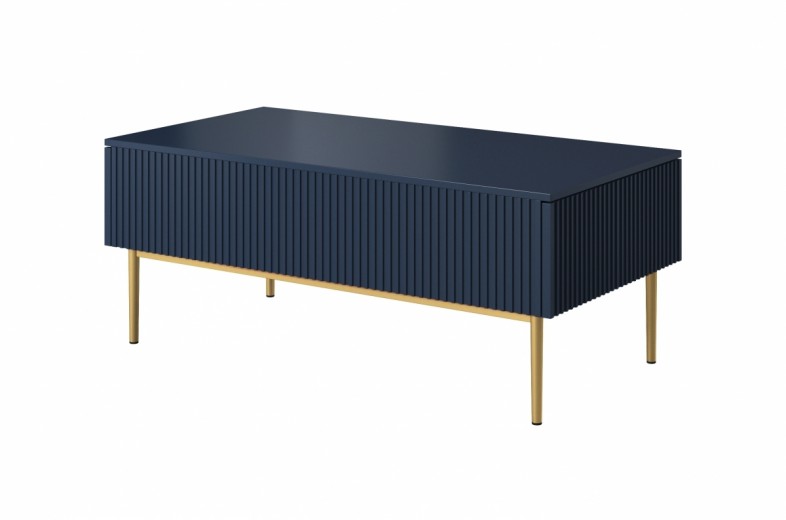 Masa de cafea din pal, MDF si metal, cu 2 sertare, Nicole 120-2SZ Auriu, L120xl60xH48 cm