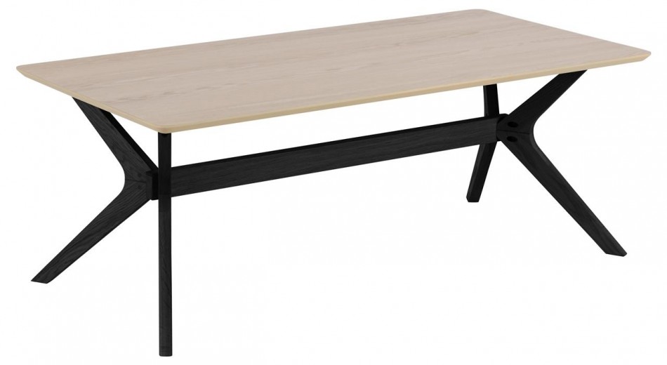Masa de cafea din pal si furnir Duncan Stejar Deschis / Negru,L120xl60xH45 cm