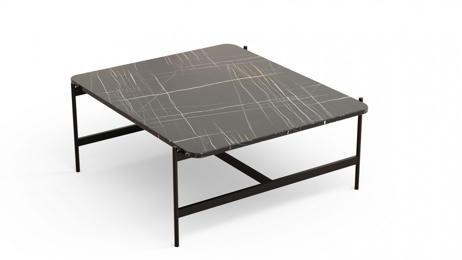 Masa de cafea din pal si metal, Noto Negru, L93xl82xH42 cm