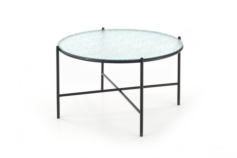 Masa de cafea din sticla si metal, Roselyn Transparent / Negru, Ø70xH41 cm