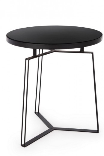 Masa de cafea din sticla si metal Zaira Medium Negru, Ø50xH55 cm