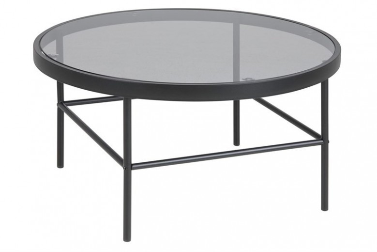 Masa de cafea, din metal si sticla Hoya Black, Ø80xH40 cm