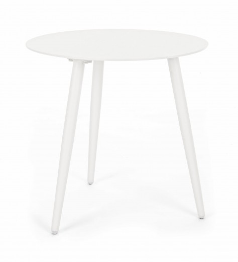 Masa de cafea pentru gradina / terasa, din aluminiu, Ridley Round Alb, Ø50xH48 cm