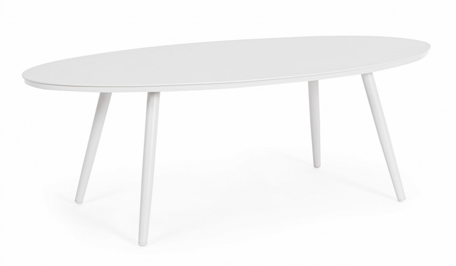 Masa de cafea pentru gradina / terasa, din aluminiu, Space Oval Alb, L119xl58xH40,5 cm