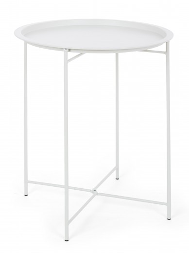 Masa de cafea pentru gradina / terasa, din metal, Wissant W-Tray D46 Alb Mat, Ø46xH52 cm