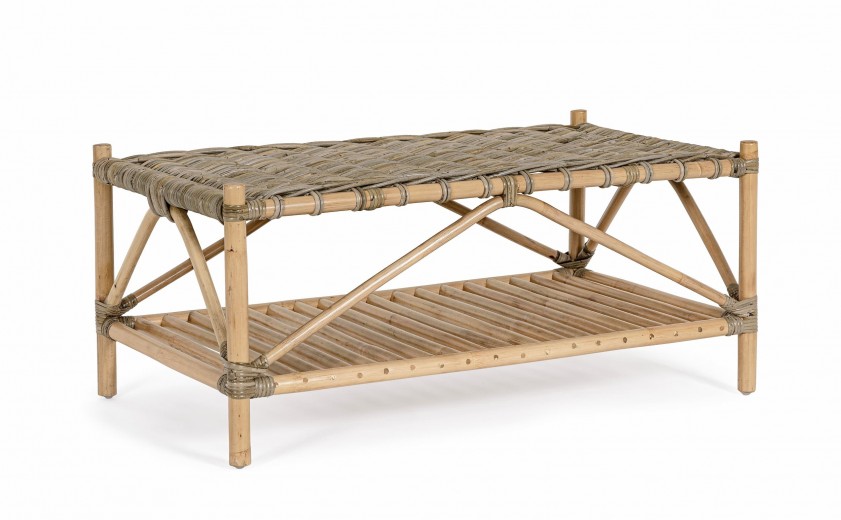 Masa de cafea pentru gradina / terasa, din ratan kubu, Tarifa Natural, L96xl56xH43,5 cm