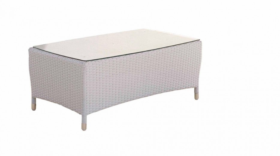 Masa de cafea pentru gradina / terasa, din sticla, poliratan si aluminiu, Morton Gri, L100,5xl60,5xH41 cm
