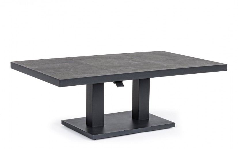Masa de gradina / terasa din ceramica si metal, cu inaltime reglabila, Truman Antracit, L140xl85xH49-72 cm