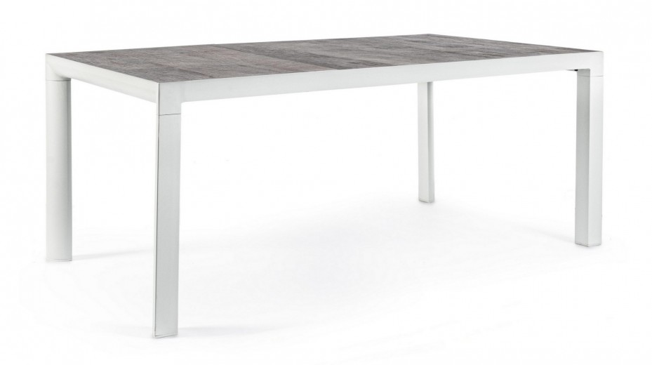 Masa de gradina / terasa din ceramica si metal, Mason Small Stejar Dark Grey /Alb, L160xl90xH74 cm