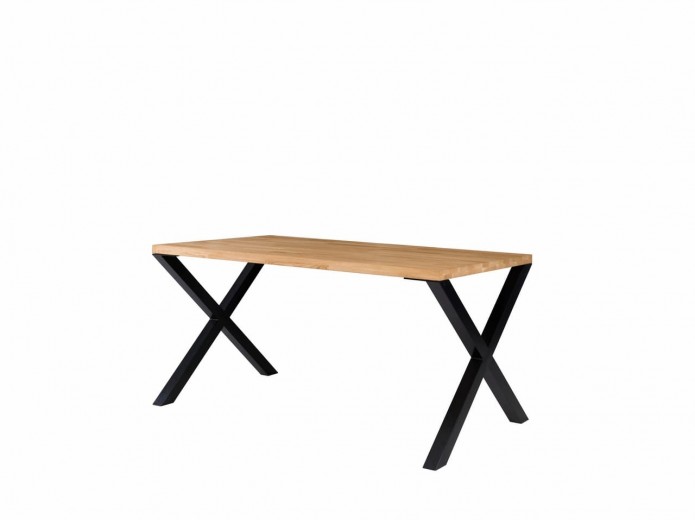 Masa din lemn de stejar, cu picioare metalice Lavista Natural / Negru