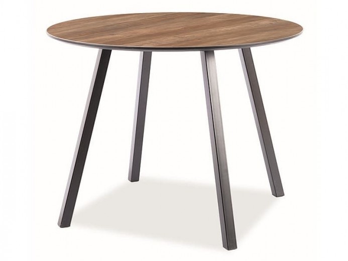 Masa rotunda din MDF, furnir si metal, Octavio Nuc / Negru, Ø100xH75 cm
