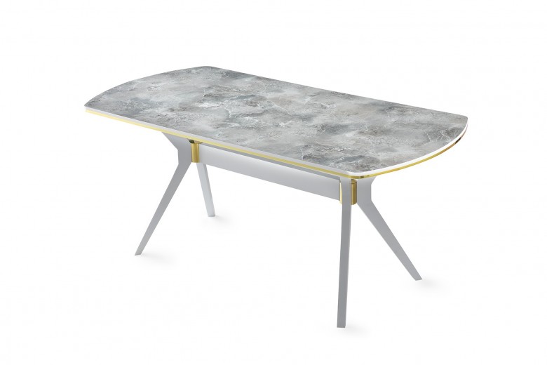 Masa din MDF si plastic Ikon 1002 Alb / Auriu, L180xl90xH77 cm