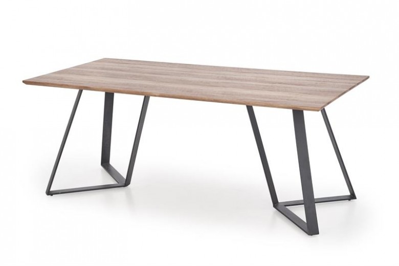 Masa din MDF si metal, Calgarino Nuc Rustic / Negru, L180xl90xh76 cm