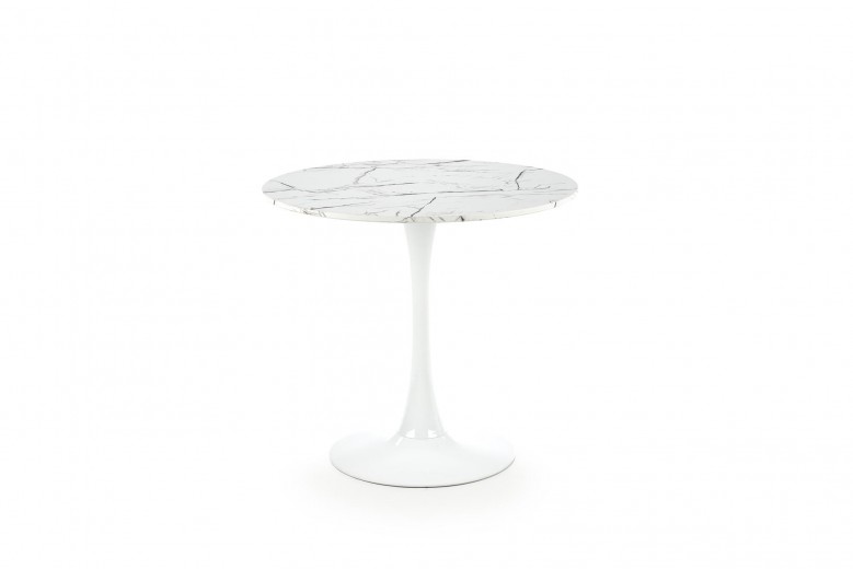 Masa rotunda din MDF si metal, Denvoris Alb, Ø80xH73 cm
