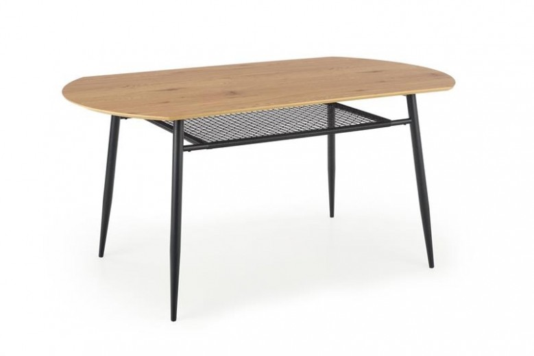 Masa din MDF si metal, Jackie Stejar Auriu / Negru, L160xl90xH77 cm