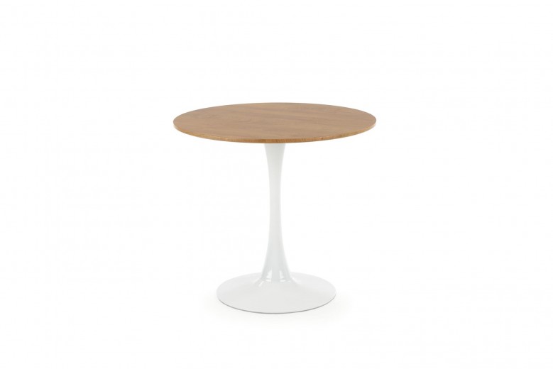 Masa rotunda din MDF si metal, Stephan Stejar Auriu / Alb, Ø80xH73 cm
