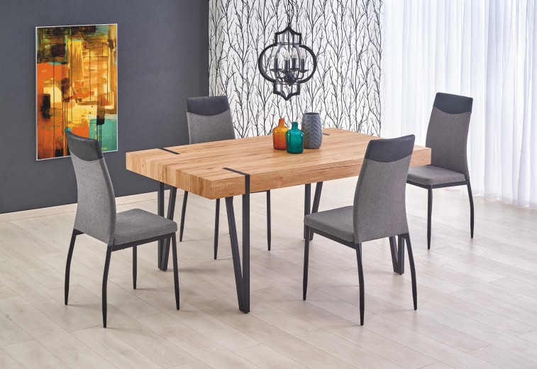 Masa din MDF si metal Yonatan Golden Oak / Black, L170xl90xH76 cm