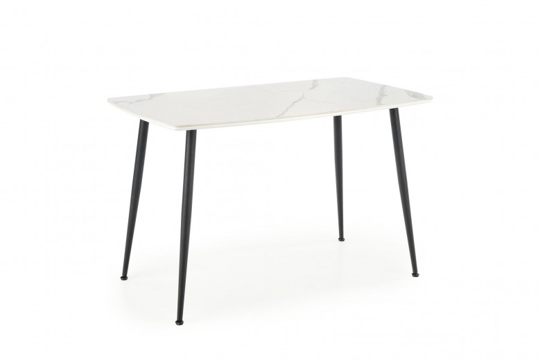 Masa din sticla, MDF si metal, Marciano Alb / Negru, L120xl70xH65 cm