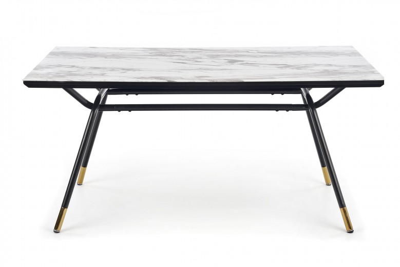 Masa din sticla si metal Glimarisr Marble / Black / Gold, L160xl90xH76 cm