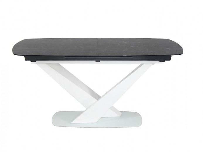 Masa extensibila din ceramica, MDF si sticla, Cassian II Grafit / Alb, L160-220xl90xH76 cm