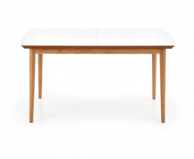 Masa extensibila din MDF si lemn, Brayden Alb / Stejar Lefkas, L140-185xl80xH75 cm