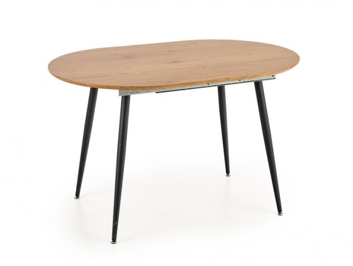 Masa extensibila din MDF si metal, Colorindo Stejar Auriu / Negru, L120-160xl80xH74 cm