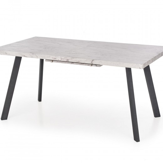 Masa extensibila din MDF si metal, Dallin Alb / Negru, L160-220xl90xh76 cm
