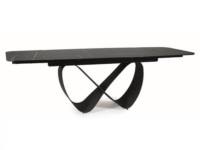 Masa extensibila din sticla, ceramica si metal, Infamy Negru / Negru Mat, L160-240xl95xH76 cm