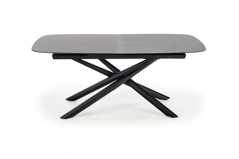 Masa extensibila din sticla si metal Capeland Gri inchis / Negru, L180-240xl95xH77 cm