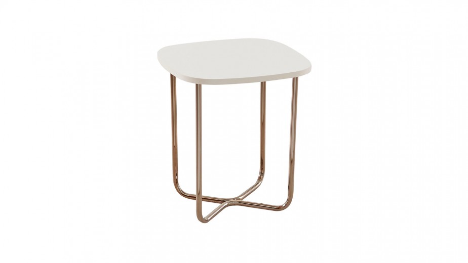 Masuta suport telefon din pal si metal, Nicole Crem / Bronz, L45xl45xH51,5 cm