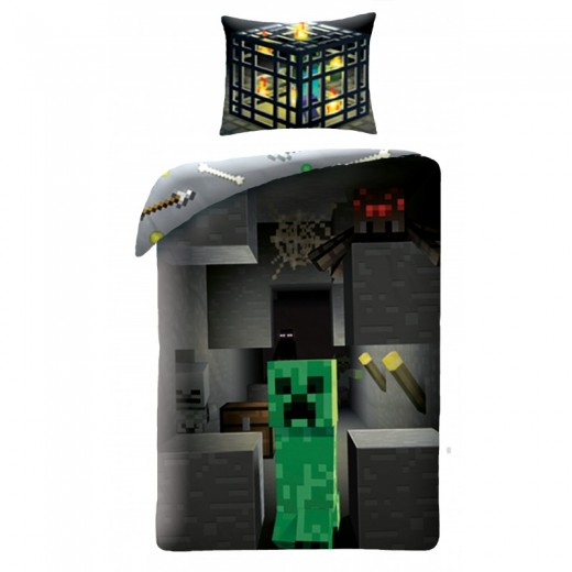 Lenjerie de pat copii Cotton Minecraft MNC021BL