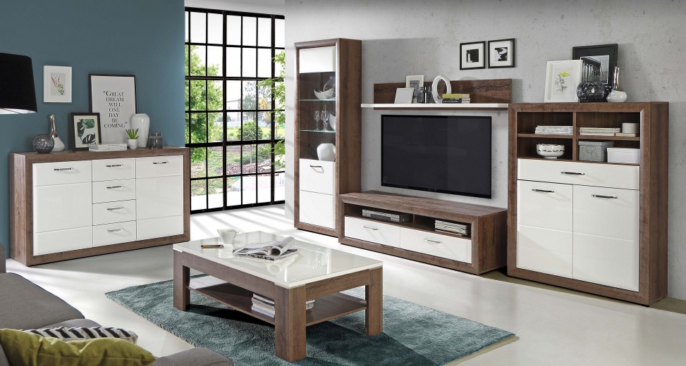 Set de mobila living din MDF, 6 piese Myria Oak / White