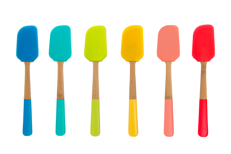 Set 18 spatule din silicon si bambus, Multicolor