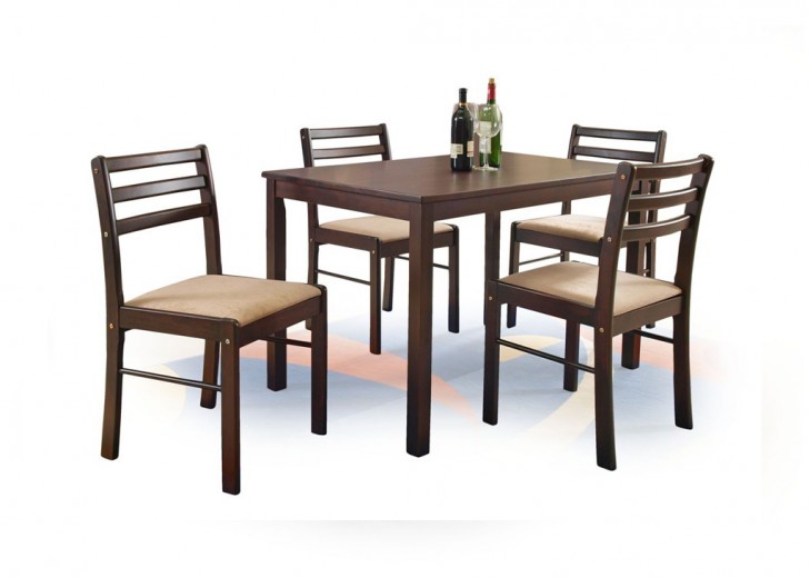 Set masa din MDF si lemn New Stevany Espresso + 4 scaune, L110xl72xH74 cm