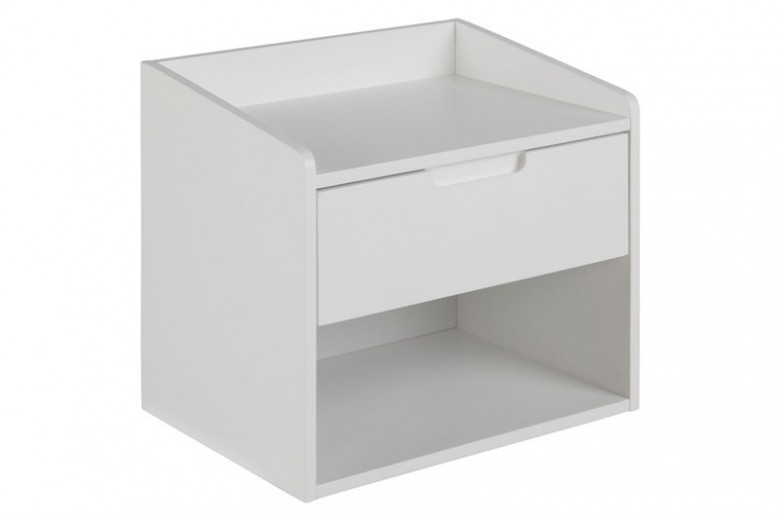 Noptiera din MDF si pal cu 1 sertar Dimeo Alb, l40xA30xH35 cm