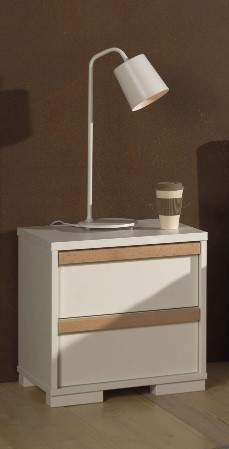 Noptiera din pal, cu 2 sertare pentru copii London Alb / Natural, l48,1xA40xH48,8 cm