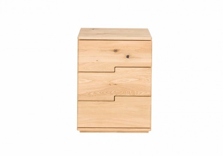 Noptiera din lemn de stejar, cu 3 sertare, Nevisio Natural, l50xA40xH56 cm