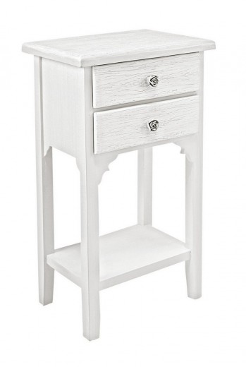Noptiera din MDF, cu 2 sertare Blanc Alb, l37xA26,5xH69,5 cm