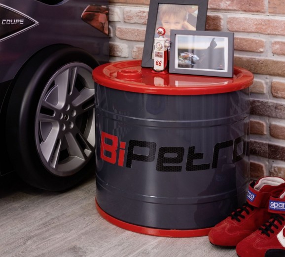 Noptiera din metal, pentru copii, Champion Racer Rosu / Gri, Ø41xH36 cm