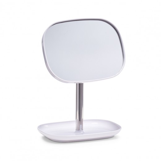 Oglinda cosmetica cu spatiu pentru produse, Otel inoxidabil, l17,8xA12,8xH24 cm