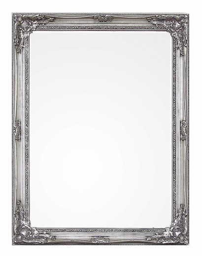 Oglinda decorativa cu rama din lemn de Paulownia, Miro B Argintiu Antichizat, l63xH83 cm