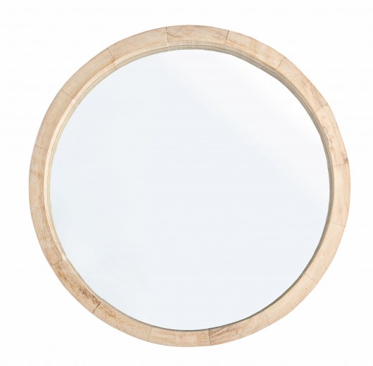 Oglinda decorativa cu rama din lemn de Paulownia, Tiziano Round D42 Natural, Ø42 cm