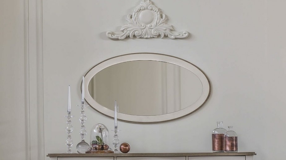 Oglinda decorativa cu rama din pal Riena Ivoir, l112,5xH62 cm