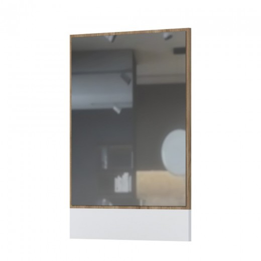 Oglinda decorativa cu rama din pal, Stela OG Alb / Stejar Tobacco, l63xH81 cm