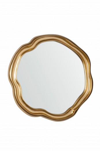 Oglinda decorativa cu rama din polirasina, Felipe B Auriu, l75xH75 cm