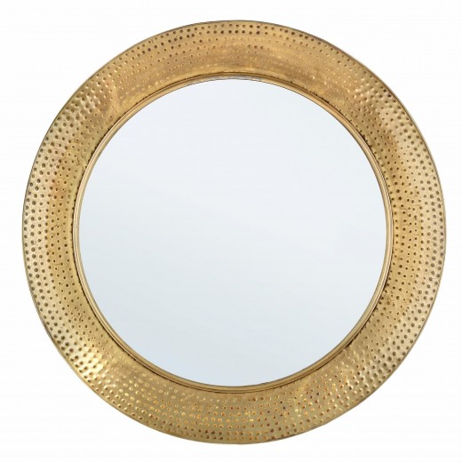 Oglinda decorativa cu rama metalica, Adara Round Antichizat, Ø80 cm