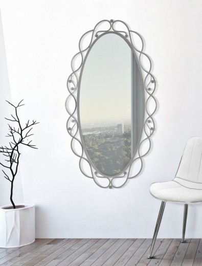 Oglinda decorativa cu rama metalica, Infinity Argintiu, l60xH110 cm