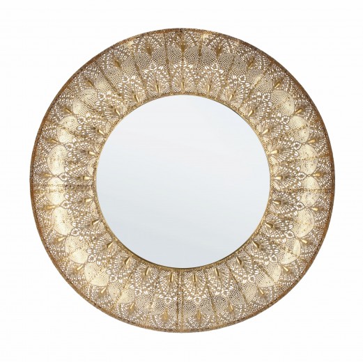 Oglinda decorativa cu rama metalica, Larjam Round, Ø70 cm