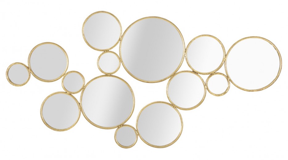 Oglinda decorativa cu rama metalica Mirrors Auriu, l100xH51,5 cm