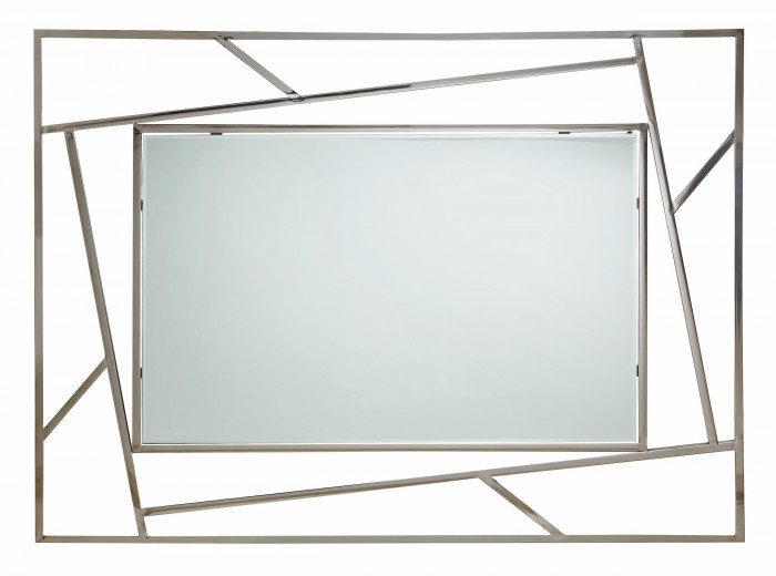 Oglinda decorativa cu rama metalica, Rayan Rectangle Crom, l120xH90 cm